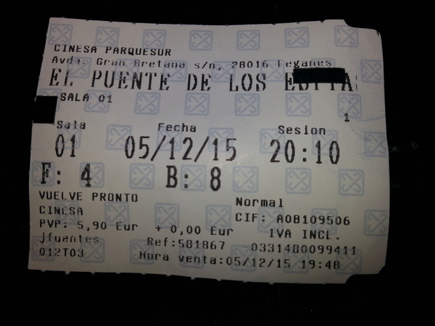 El Puente de los Espías: Mi critica y mi entrada