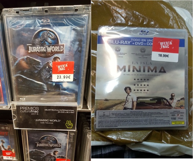 Premios Cultura Fnac 2015 ediciones Blu ray y DVD: Mejor DVD Blu Ray Nacional (La Isla Minima). Mejor DVD Blu Ray Internacional (Jurassic World). Mejor DVD Blu Ray de una serie (Juego de Tronos)