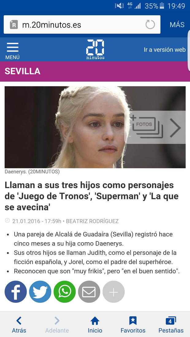 Llaman a sus tres hijos como personajes de 'Juego de Tronos', 'Superman' y 'La que se avecina'
