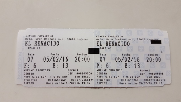 El Renacido: Mi critica y mi entrada