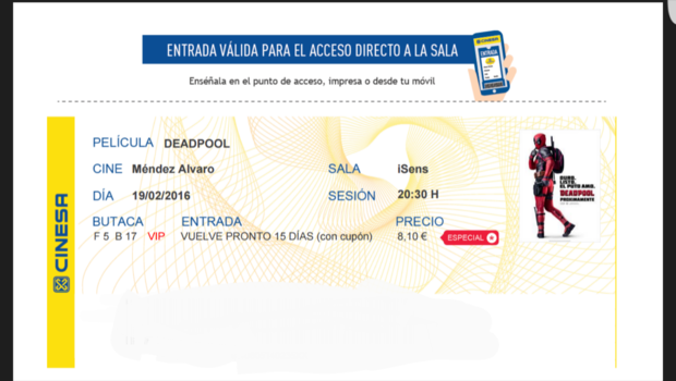 DeadPool: Mi critica y mi entrada