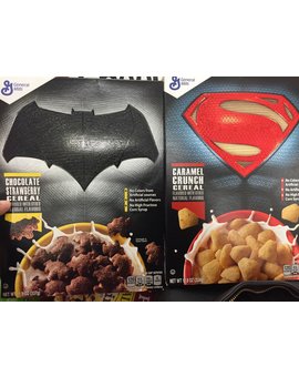 Cereales a la venta de Batman y Superman