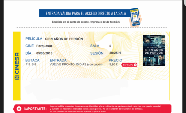Cien Años de Perdón: MI critica y mi entrada