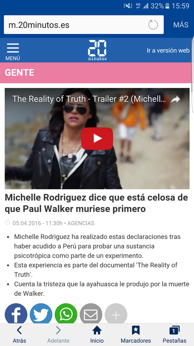 Michelle Rodriguez dice que está celosa de que Paul Walker muriese primero