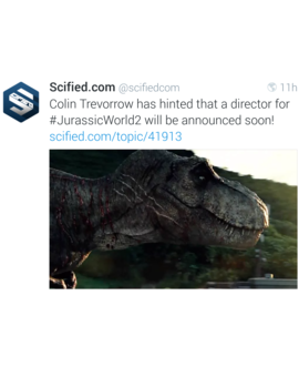 Colin Trevorrrow anuncia en Twitter que el director de Jurassic World 2 será anunciado muy pronto