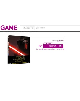 Star Wars a 29.95 euros en Game: ¿Se puede seleccionar en algún apartado para recogida en tienda en vez de envío a domicilio?