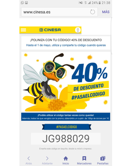 Código descuento cinesa