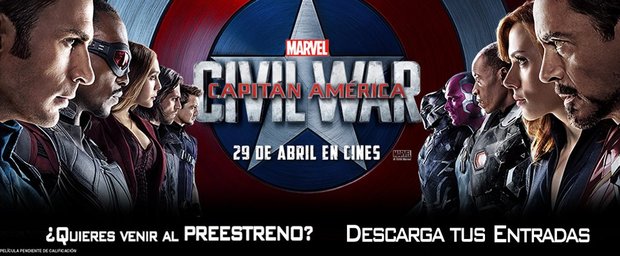 ENTRADAS GRATIS PARA EL PREESTRENO DE CIVIL WAR (SER RAPIDOS QUE SE AGOTAN)