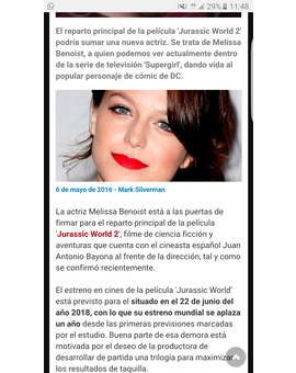 Jurassic World 2: Melissa Benoist podría sumarse al reparto