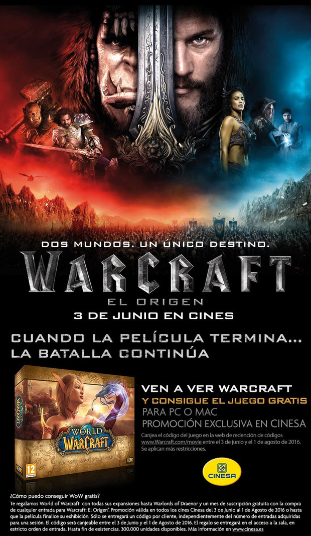 WARCRAFT EL ORIGEN REGALO CINESA