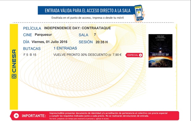 Independence Day Contraataque: Mi Critica y mi Entrada