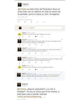 Casi 3 meses despues y la pantalla Imax 3D de Cinesa Parquesur sigue sin arreglar!!!