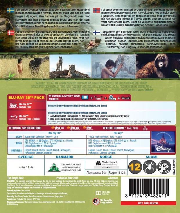 El Libro de la Selva: Contraportada USA