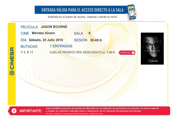 Jason Bourne: Mi Crítica y mi Entrada