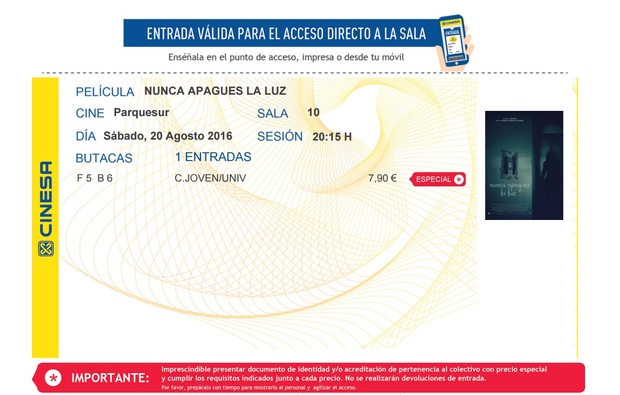 Nunca apagues la Luz: Mi critica y mi entrada