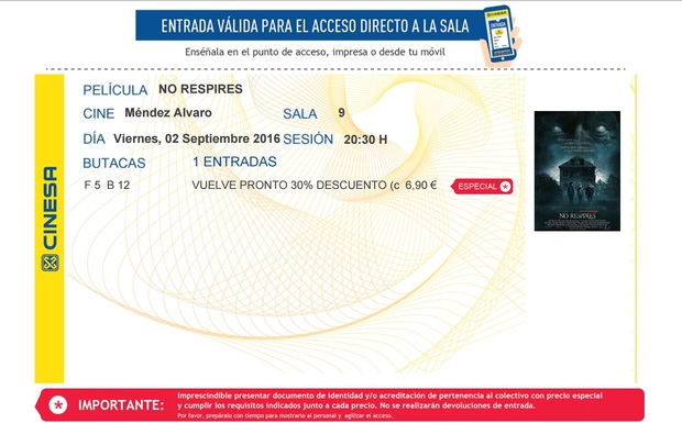 No Respires: Mi Crítica y mi Entrada