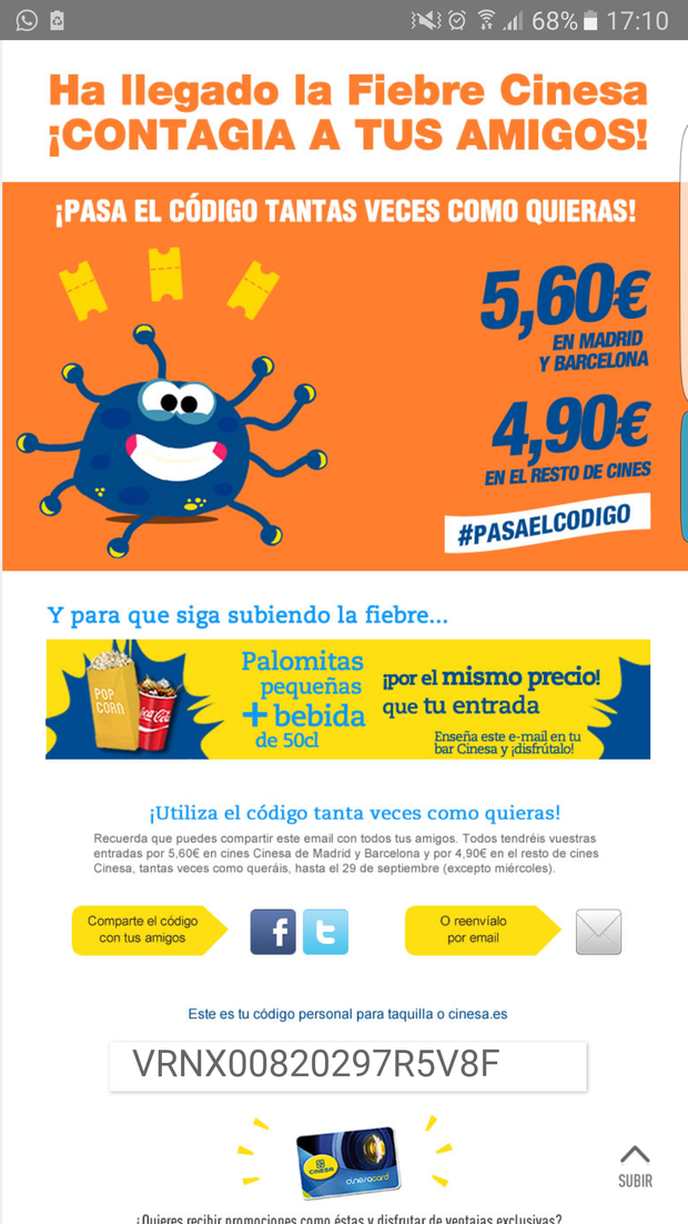 Código CINESA DESCUENTO: ¡¡¡Disfrutarlo!!!