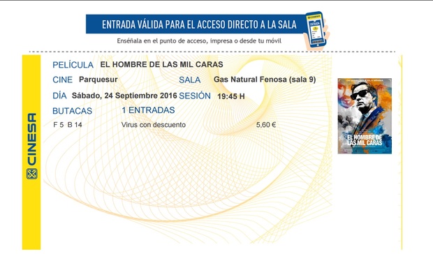 El Hombre de las Mil Caras: Mi Crítica y mi Entrada (Grandisíma película de espionaje que roza la maestría absoluta. Nota 9/10)