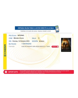 Inferno: MI Crítica y mi Entrada. Nota 3.5 sobre 10. Inferno... pero cinematografico