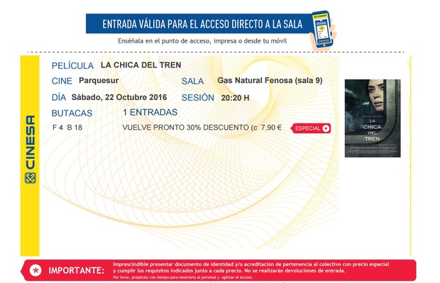 La Chica del Tren: Mi Critica y mi Entrada