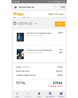 Pues... al final me he dejado seducir por la fuerza: star wars 3d el despertar de la fuerza + el atlas de las nubes. Todo por 27,24 euros