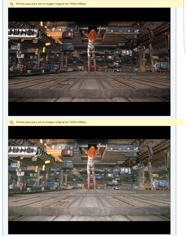El Quinto Elemento: Comparativa Versión US Sony (arriba) vs Fox Gaumont (abajo) 