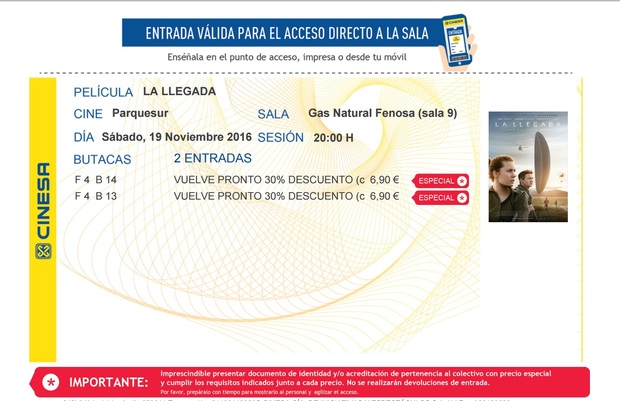 La Llegada: Mi Crítica y mi Entrada [Nota 10/10] Ciencia Ficción en estado puro]