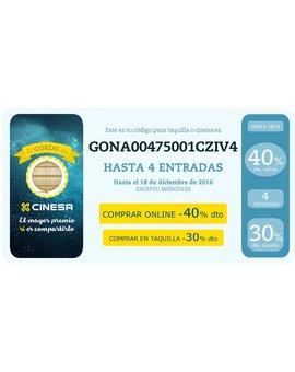 Código descuento Cinesa ¡¡¡Que lo disfruteis!!!