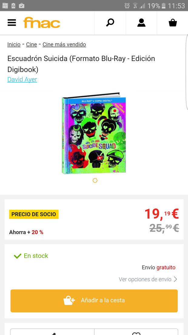 A 19 euros en Fnac. Escuadron suicida digibook