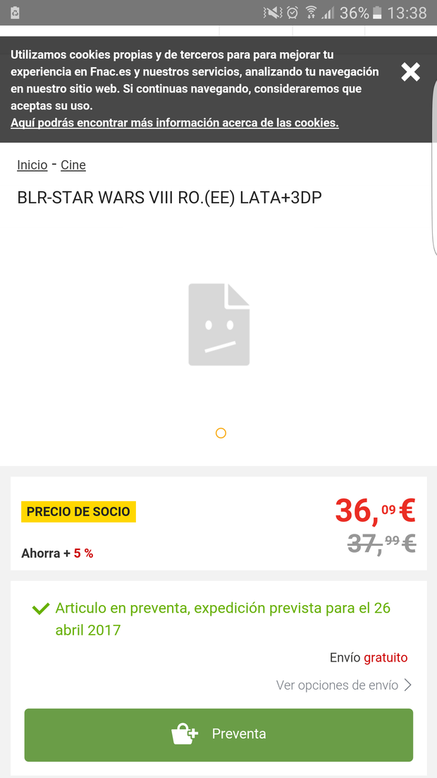 ¿Os parece normal esto?: Rogue One Steelbook a 38 euros en Fnac (36 si eres socio)