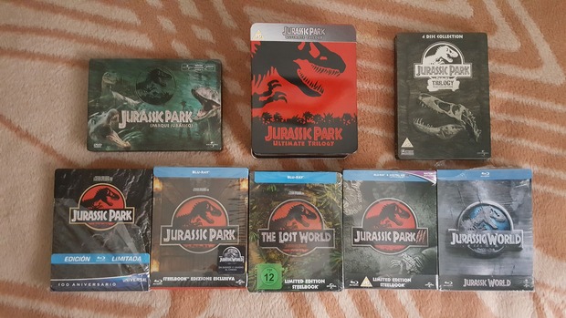 Mis Steelbooks de la saga Jurassic Park (Parque Jurasico) :