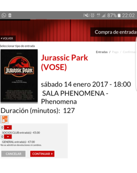 Jurassic Park el 14 de Enero en Phenomena