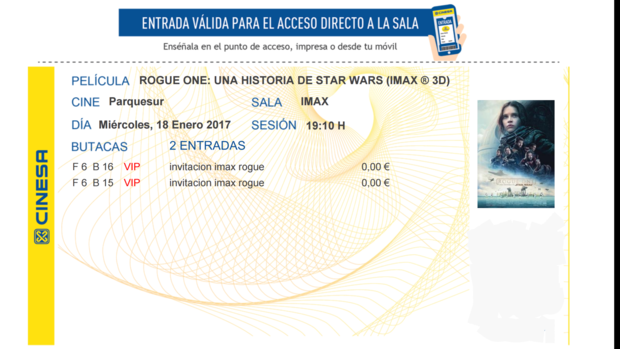 Rogue One Una Historia de Star Wars: Mi critica y mi entrada del segundo visionado y la primera pelicula que veo en cines en 2017