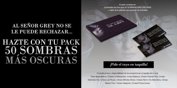 Pack 50 sombras a la venta en Cinesa