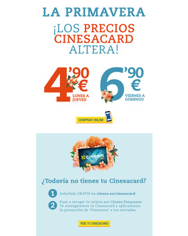Promoción Cinesa hasta el 27-04-2017 para los que tengan Cinesacard
