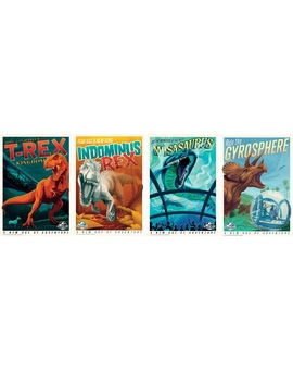 ¿Conocéis alguna web o algún lugar dónde se puedan conseguir estos 4 posters estilo retro de Jurassic World?