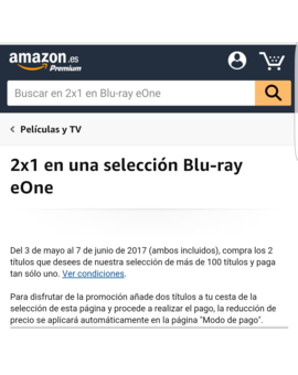 2x1 en una selección Blu-ray eOne en Amazon