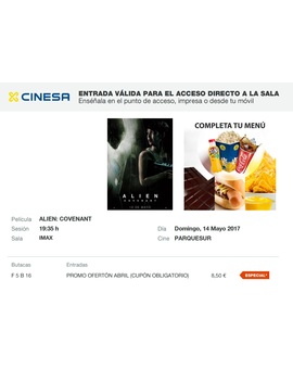 Alien Covenant: Mi Crítica y mi Entrada. [Sin Spoilers]. Nota 8.5/10. El mejor Scott a vuelto para hacerte gritar de terror.