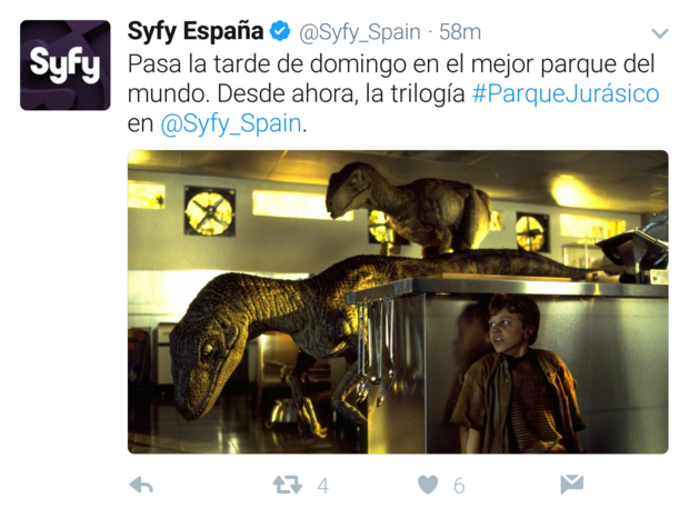 Hoy 21-05-2017 La trilogía completa de Jurassic Park en Syfy. 