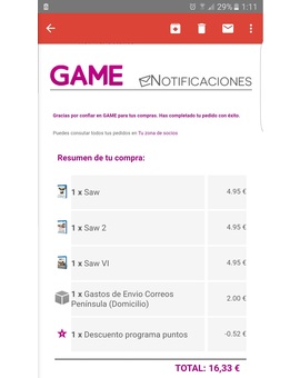 Saw, Saw 2 y Saw 6: Mis compras en Game aprovechando que están a 4.95 para ir completando la saga (06-06-2017)