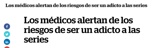 Los médicos alertan de los riesgos de ser un adicto a las series