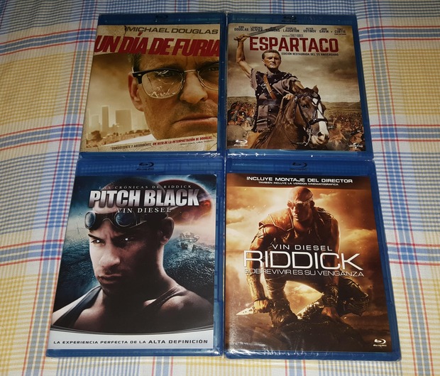 Pitch Black + Riddick + Un día de Furia + Espartaco: Mis Compras 07-07-2017. Fnac 70%