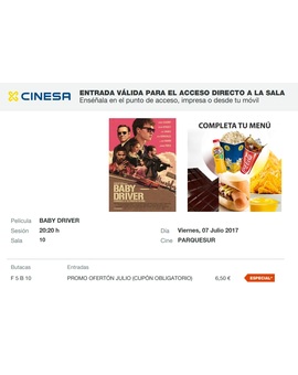 Baby Driver. Mi Crítica y mi Entrada. [Sin Spoilers]. Nota 7/10. ¡¡¡¡Tequila!!!
