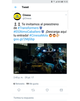 Entradas gratis para Transformers. ¡Corred que vuelan!