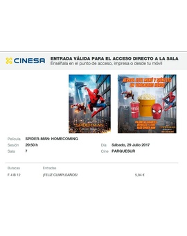 Spider-Man Homecoming: MI Crítica y mi Entrada. [Sin Spoilers]. Nota 6.5/10. Un Spider-Man descafeinado y falto de motivación, pero sumamente entretenido.