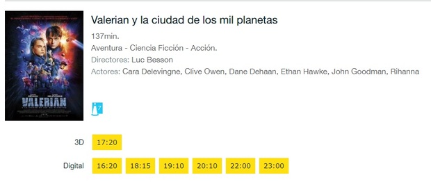 Y a esto han quedado reducidas las sesiones 3D en mis cines habituales.