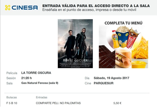 La Torre Oscura: Mi Crítica y mi Entrada. [Sin Spoilers]. Nota 6/10. Bastante entretenida pero sin destacar en nada.
