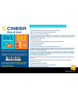 Cinesa. Promoción 2x1 para socios Fnac