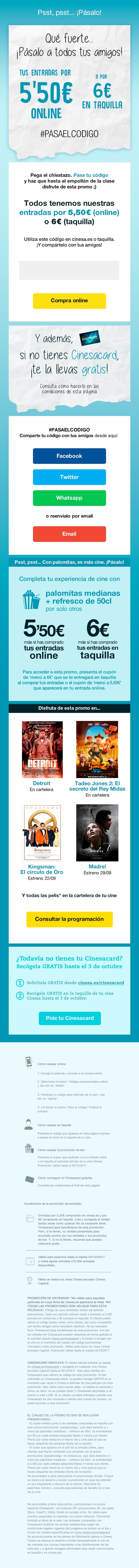 Código descuento Cinesa válido hasta el 03-10-2017
