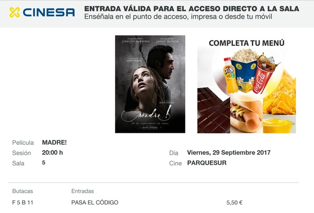 madre!: Mi Crítica y mi Entrada [Sin Spoilers]. Nota 7/10. La mayor fumada del año, o mejor dicho de los últimos años